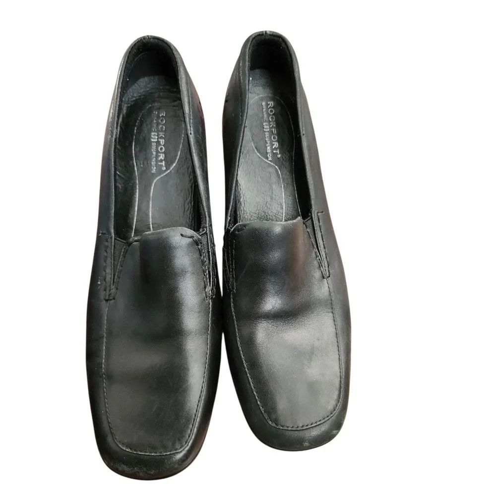 Rockport Wedge Loafers Women 7M Black Professional Comfort Office Wear Durable